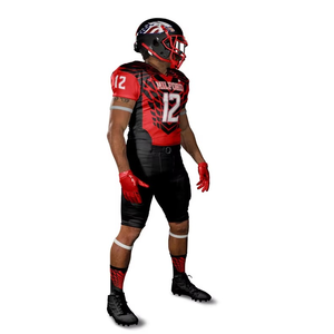 Uniformes de football américain conçus sur mesure avec impression par sublimation fabriqués à partir de tissu de sport durable pour l'entraînement en équipe et le jeu - Product Image 5