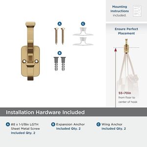 Aulne Double Prong Décoratif Mur Crochets Champagne Bronze Crochet Pour Manteaux Chapeaux Chambre Bureau Placard Entrée Salle De Bains - Product Image 3