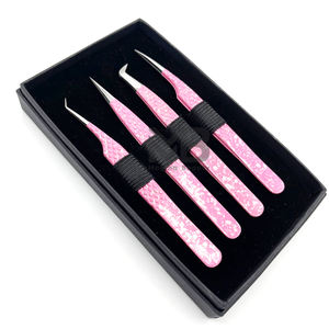 Pinzas para extensión de pestañas, pinzas para pestañas postizas para cuidado personal, pinzas curvas y con punta redonda para uso en salón. - Product Image 3