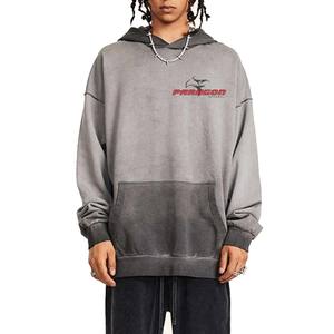 Sudadera con capucha de gran tamaño lavada con ácido negro para hombre, sudadera con logotipo de diamantes de imitación a la moda, sudadera cálida con capucha de 450 Gsm - Product Image 2