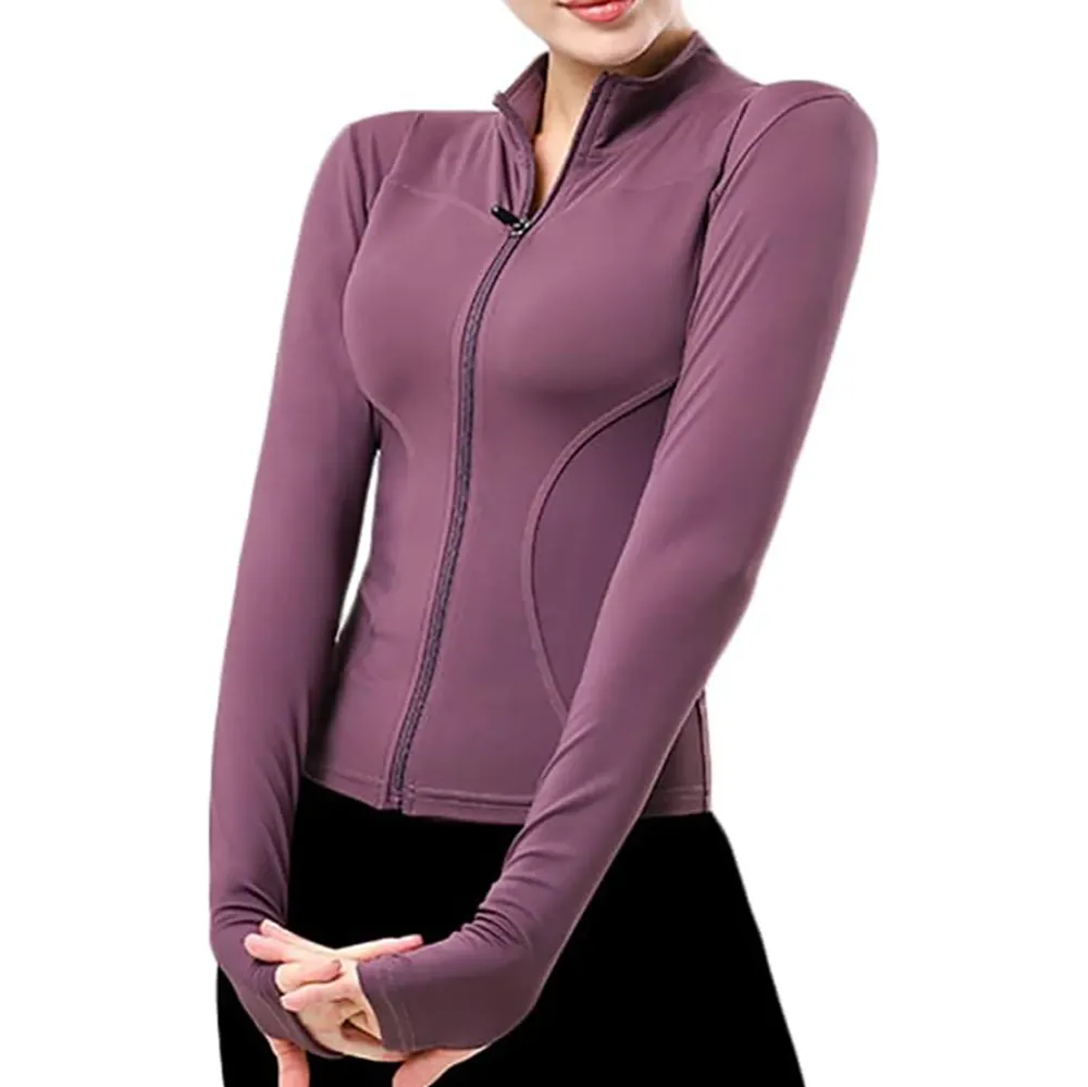 Zip Up Sleeve Sports Jacket Women Full Zip Soft Lightweight Compression Fit Training Jacket Wholesale