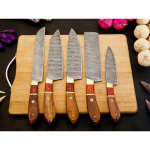 Professional Use Chef Paring <b>Knife</b> Set 5-Pcs Handmade Damascus <b>Steel</b> Full Tang Leather Roll Bag <b>Sharpening</b> Tool High Quality - Product Image 6