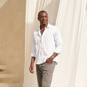 Chemise de smoking formelle d'été pour homme BEAM, en tissu non tissé, à manches longues, col en V, anti-humidité, ODM - Product Image 5