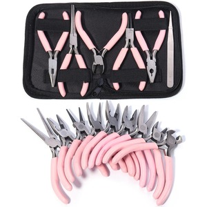 Portable Pink Color Stainless Steel Pliers Tools Set Round Nose Cutting Wire Plier <b>Kit</b> for Handcraft <b>Beading</b> DIY Jewelry Making - Product Image 3