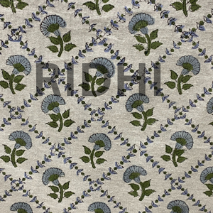 Camino de Mesa Personalizable de Algodón Azul Claro con Estampado Floral Indio, Impreso a Mano, para Uso en Banquetes, Hoteles y Comedores - Product Image 4