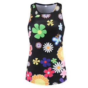 New Sublimation Printed Design Fitness Sports Workout Bodybuilding Sleeveless Running Women Tank Tops