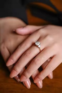 Gold Three Lab Diamond Engagement Ring 2.50CTW VVS1 <b>Cushion</b> Cut Lab Grown Diamond Anniversary Gift Wedding Fine Jewelry Her - Product Image 5