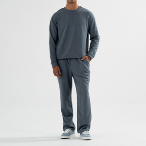 Conjunto Deportivo de 2 Piezas para Hombre, Invierno, Grueso, Moderno, Color Sólido, Sudadera con Cuello Redondo, Pantalones Jogger, Corte Holgado, Estilo Urbano Moderno - Product Image 6