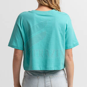 Camisetas Cortas de Lona Personalizadas para Mujer, Transpirables, de Secado Rápido, MOQ Bajo, Ropa Casual de Verano en Color Liso, Más Vendidas - Product Image 3