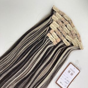Venta al por mayor 100% Extensiones de Cabello Humano Doble Dibujado Piano Recto con Estilo de Onda Natural Color Mix Clip-In Extensiones de Cabello - Product Image 4