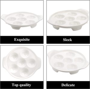 Assiettes d'escargot en céramique avec <span class=keywords><strong>6</strong></span> trous et poignées Assiettes à pied en porcelaine de <span class=keywords><strong>6</strong></span>.5 pouces pour fruits de mer et <span class=keywords><strong>escargots</strong></span> - Product Image 3