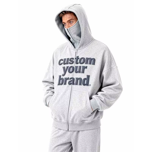 Nouveau sweat à capuche tendance avec logo de votre marque, 100% coton épais, fermeture éclair, style épaules tombantes, unisexe, sweat à capuche zippé pour hommes et femmes - Product Image 1