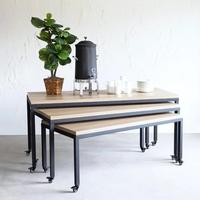 Ensemble de 3 tables basses industrielles, rustiques et empilables en bois, avec table d'appoint pour le salon, table de canapé d'Inde