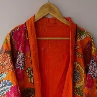 Handmade Kantha Work <b>Kimono</b> Vintage Robes Lover Hand Quilted Dressing Gowns <b>Woman</b> Patchwork Robe for Her Cotton <b>Kimonos</b> - Product Image 5