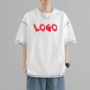 Camiseta de punto de contraste de algodón 100% de alta calidad, camiseta de talla grande para hombre, camisetas de punto de contraste con logotipo de impresión personalizada - Product Image 2