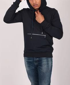 2025 Custom Premium Men's <b>Hoodies</b> High Quality Pullover Streetwear with <b>Zip</b> <b>Pocket</b> Dark Blue for Winter at an Price - Product Image 2