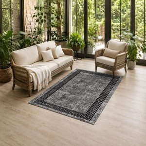 RUGS DEPOT LXDP-0194 Wholesale Charcoal Grey Marble Effect Digital Printed Machine Washable Chenille Area Rug Non <b>Slip</b> - Product Image 6