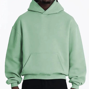 Sweat à capuche en coton éponge pur 350g pour hommes, printemps automne, imprimé personnalisé, motif solide, col à capuche et épaules tombantes. - Product Image 5