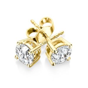 1/3 TDW Moissanite Diamond Stud <b>Earrings</b> with 4-Prong Screw <b>Back</b> Trendy White Yellow & Rose Gold Plated for Parties Engagements - Product Image 1