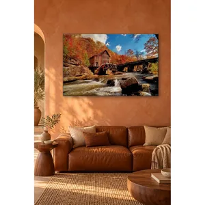 Impression sur toile du moulin à eau Fida dans la forêt d'automne - Product Image 2