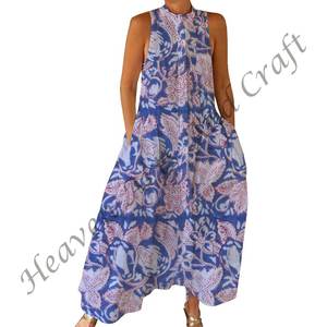 Combinaison décontractée d'été 100% coton, imprimé floral à la main, tissage doux avec fermeture éclair pour le printemps/été, adultes BPJS056 - Product Image 5