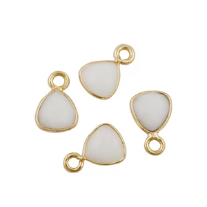 925 Sterling Silver DIY Charme Pendentif Facettes Agate Blanche Trillion Gemstone Diamant Or Vermeil Lunette Fabrication de Bijoux En Gros - Product Image 1