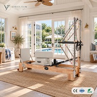 Reformer Pilates en bois de chêne premium et acier inoxydable, demi-tour, pour entraînement d'équilibre et renforcement du tronc, certifié CE pour studio