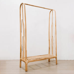 Natural Clothing Rattan Hanging Rack <b>Wooden</b> Racks Hanger Clothes Cheap Price Manufacturer Wholesale - Product Image 3