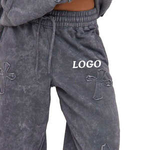 Ensemble de survêtement élégant pour femmes, délavé à l'acide, sweat-shirt et pantalon, tenue confortable pour le jogging et le fitness - Product Image 6