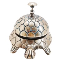Sonnette de bureau en laiton, style tortue, design moderne et antique, état neuf, pour service d'appel de comptoir d'hôtel