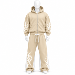Ensemble de survêtement à capuche streetwear lourd délavé à l'acide pour hommes, avec logo personnalisé imprimé, haute qualité, vente en gros, fabriqué par AMSEC - Product Image 1