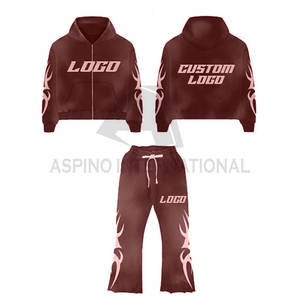 Costumes pour hommes avec logo personnalisé coupe régulière couleur graffiti impression séchage rapide durable 100% coton piste d'hiver lourde - Product Image 3