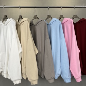High Quality Cotton Oversize Hoodie <b>Thick</b> <b>Fleece</b> Drop Shoulder Plain Blank Custom Cotton Embroidery logo Men Hoodies - Product Image 1