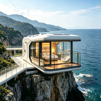 Capsule spatiale mobile de luxe modulaire, maison préfabriquée en structure d'acier, mini-cabane pour hôtel, complexe hôtelier, camping, maison d'hôtes, villa