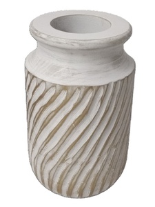 Modern Artistic <b>Tall</b> Farmhouse White Vintage Hot-Selling Indian Mango Wood Vase Luxury Flower Pot Planter for Home Garden Decor - Product Image 2