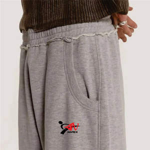 Pantalon large en molleton 100% coton pour homme, style hip-hop streetwear, logo personnalisé, taille mi-haute, élastique, ample, pantalon de survêtement pour homme - Product Image 6