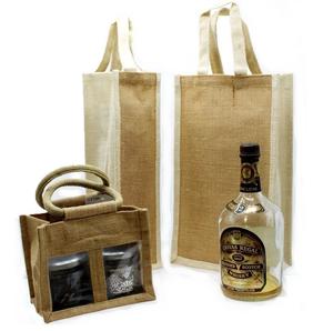 Bolsa de vino de yute reutilizable personalizada para regalar y marcar bolsa de una sola botella con asa bolsa ecológica natural para embalaje de botellas - Product Image 5