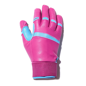 Gants de frappe de baseball durables Cabretta en cuir rose et bleu pour adultes et jeunes avec couleur et logo personnalisés - Product Image 1
