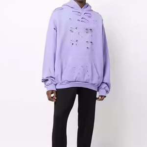 Sudadera con capucha de calle alta de invierno para hombre Patrón desgastado con poliéster sólido cálido/Material de algodón Cuello sólido con capucha - Product Image 2