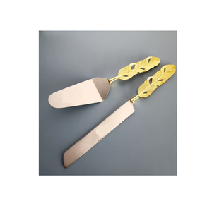 Ensembles de serveur de couteaux à gâteaux en acier inoxydable avec vernis naturel pour les utilisations de restaurant Fabrication d'ensembles de couverts en Inde - Product Image 2