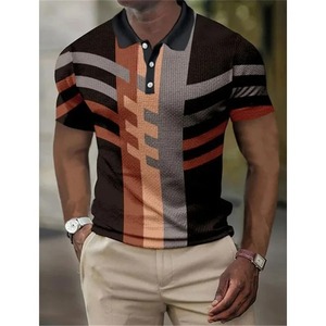 3D Print <b>Geometric</b> Cuffed Polo <b>Shirt</b> For Men Colorful Pattern T-<b>Shirt</b> Summer Casual Tops Loose Short Sleeve Tee Streetwear - Product Image 4