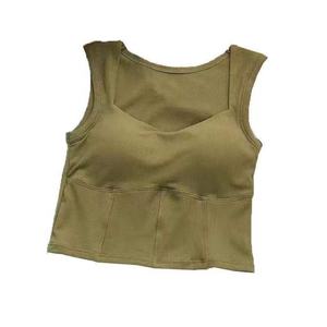 Camisolas con cuello en V, cuello cuadrado, sin mangas, color sólido, camiseta sin mangas para mujer - Product Image 1