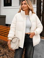 Vestes d'hiver matelassées courtes pour femmes, col montant, légères, style fournisseur 013
