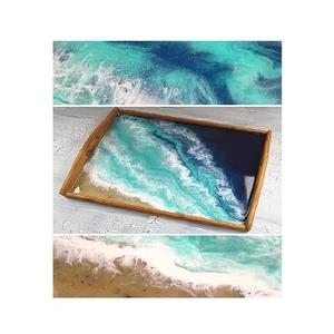 Plateau de créateur Fabriqué en bois artisanal avec résine époxy Designs de service en bois Plateau d'hôtel Dîner à servir à bas prix de SCI - Product Image 1