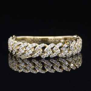 New 10K Yellow Gold Men's Hip Hop <b>Ring</b> Brilliant Moissanite Diamonds Fully <b>Iced</b> Cuban Link Chain Half Eternity Charming Hip Hop - Product Image 1