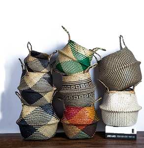 Décorations d'intérieur pour la maison accessoires de jardin extérieur panier de ventre en paille écologique naturelle pour plantes - Product Image 3