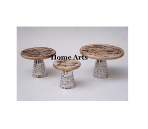 Soporte de pastel de madera de diseño admirable con base de metal Servidor de pastel de forma redonda de calidad superior al precio más bajo - Product Image 3