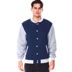 Chaqueta universitaria de calle de alta calidad para hombre, diseño de Letterman de concha bordada, Mangas de cuero con relleno de algodón, grosor fino - Product Image 3