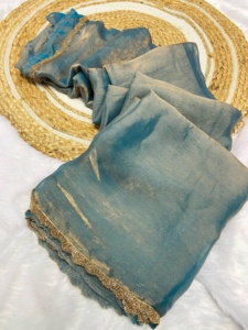 Boutique indienne la plus vendue élégante élégante fantaisie saree tissu de soie séquence exclusive travail Sari Blouse fantaisie vêtements ethniques - Product Image 4