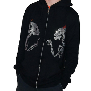 Haute qualité nouveau style pleine fermeture éclair pierres personnalisées sweats à capuche respirant strass à capuche du Pakistan - Product Image 4